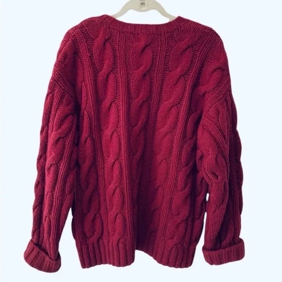 Vintage J. Crew 100% Wool Fisherman Cable Knit Sweater Small Aran Oarsman - Picture 2 of 4